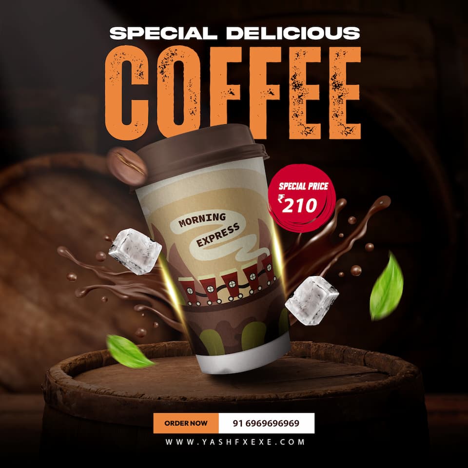 Café coffee social media post design — restaurant graphic design by Nexform Agency UK